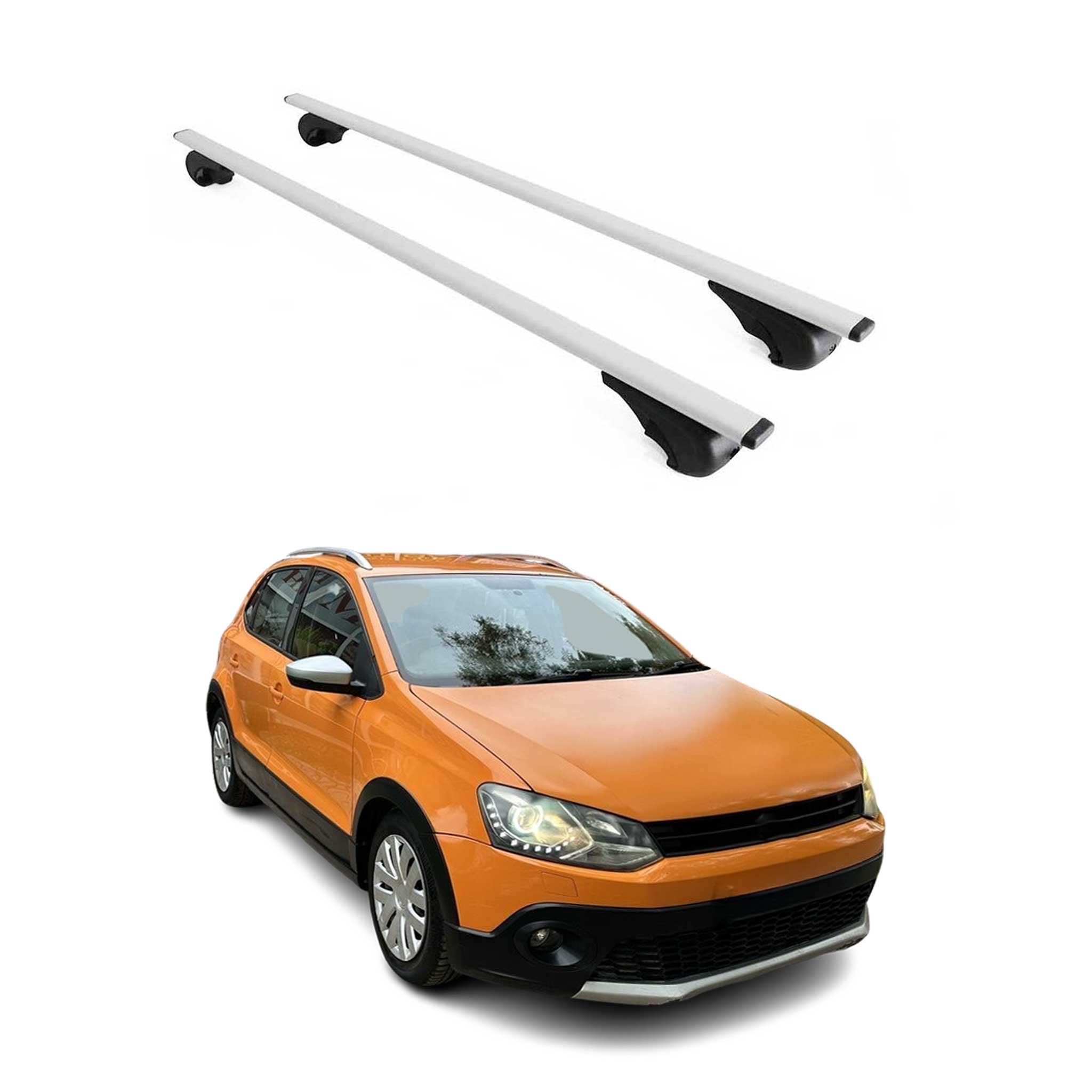 Omac Dachträger Querträger Für Vw Polo Mk5 2009-2017 – Abschließbar – Max. 75 Kg – 2 Stangen Stahl Silber