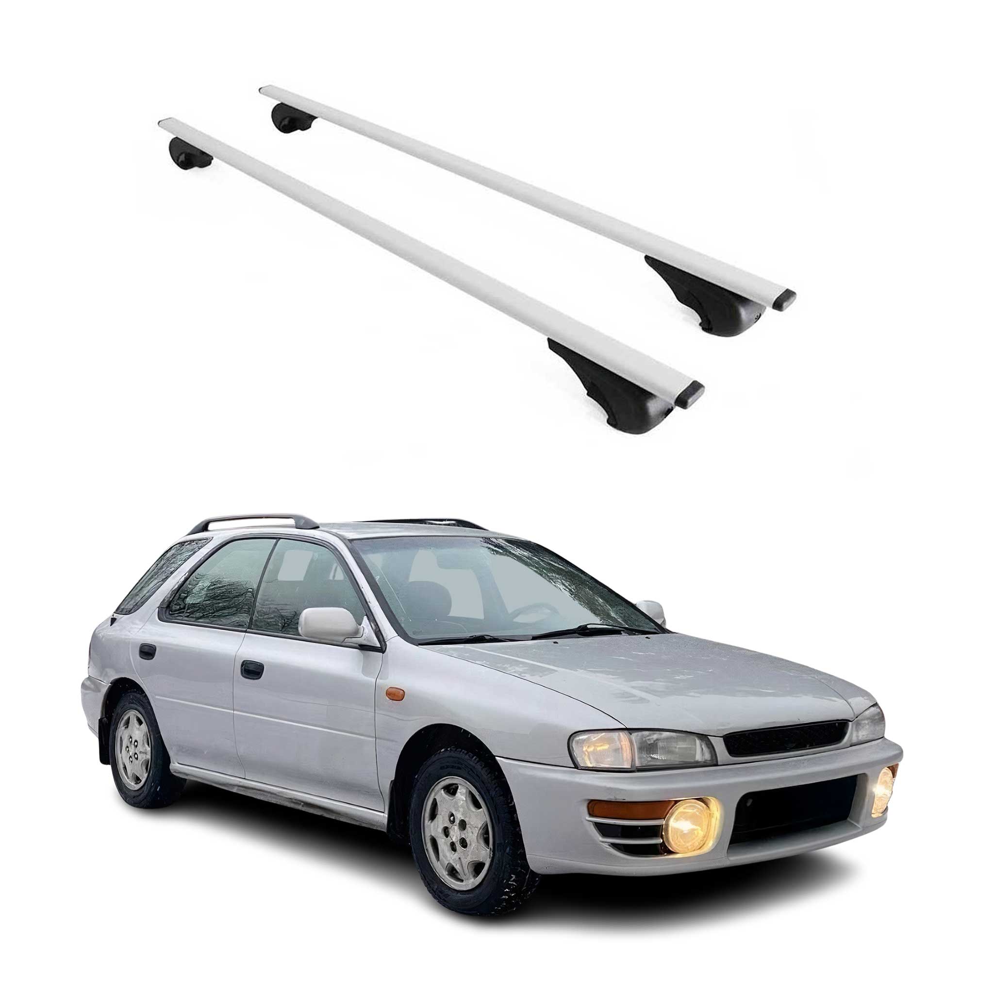 Omac Dachträger Querträger Für Subaru Impreza I Kombi 1993-2000 – Abschließbar – Max. 75 Kg – 2 Stangen Stahl Silber