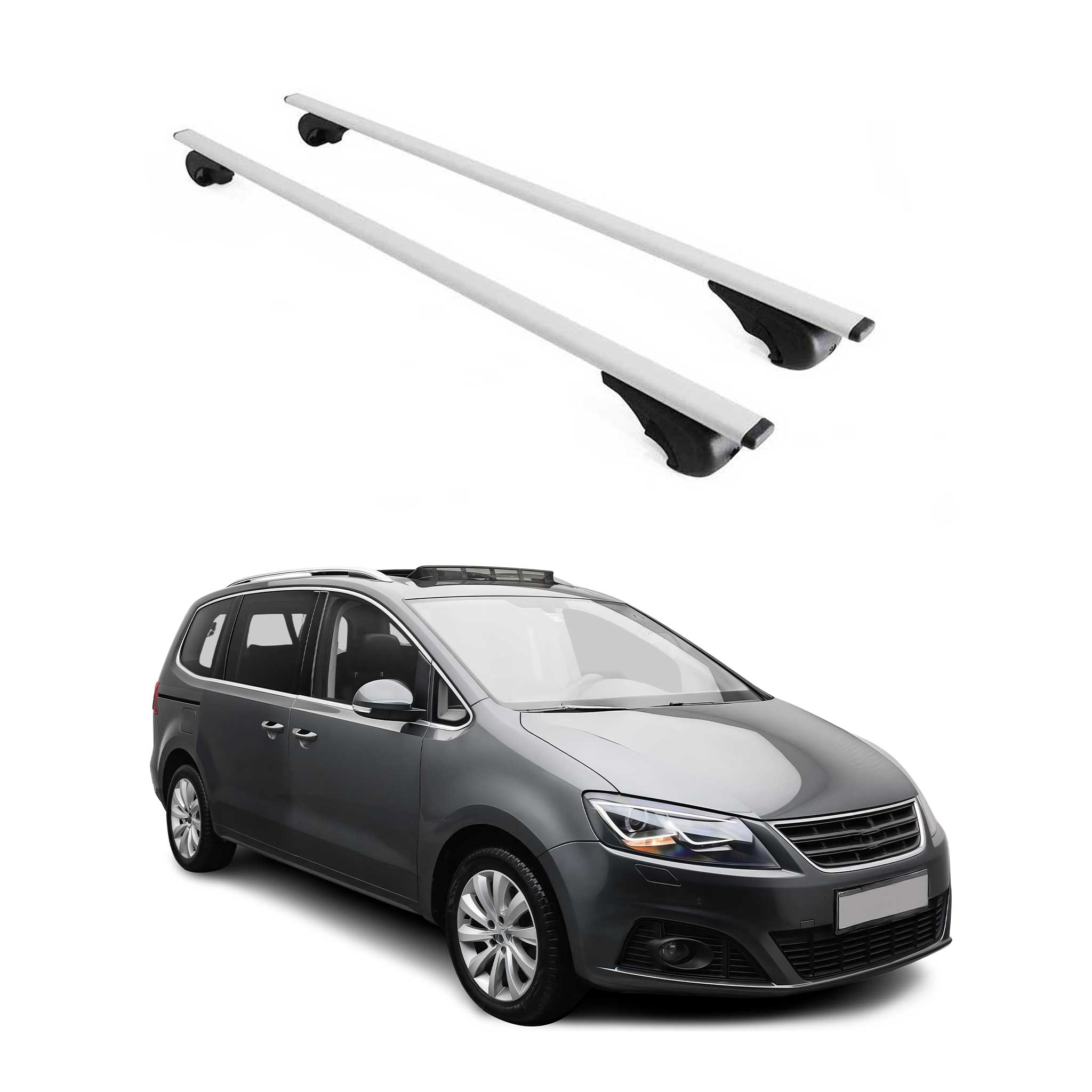 Omac Dachträger Querträger Für Seat Alhambra Ii 2010-2020 – Abschließbar – Max. 75 Kg – 2 Stangen Stahl Silber