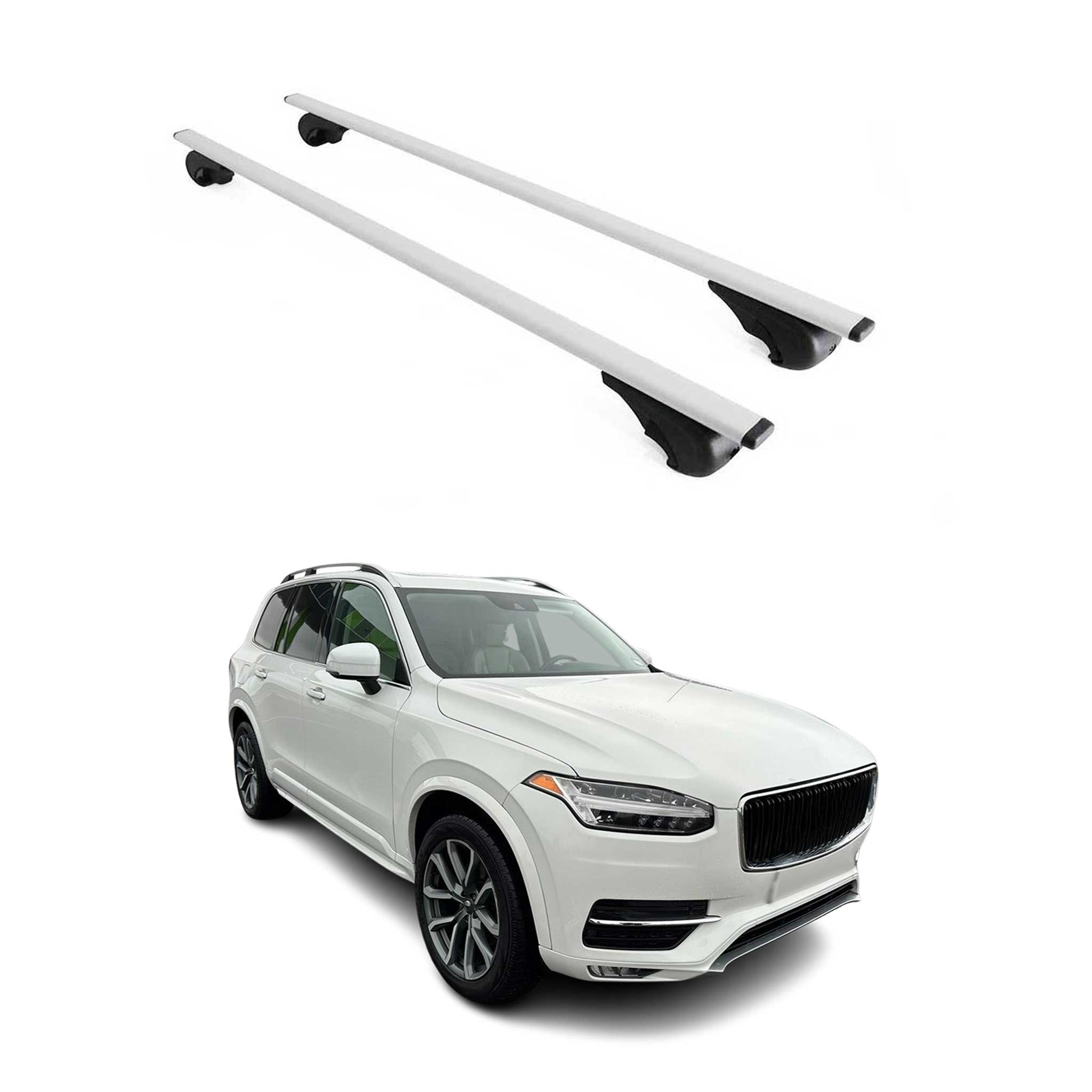 Omac Dachträger Querträger Für Volvo Xc90 Ii 2015-2019 Pre-fl – Abschließbar – Max. 75 Kg – 2 Stangen Stahl Silber