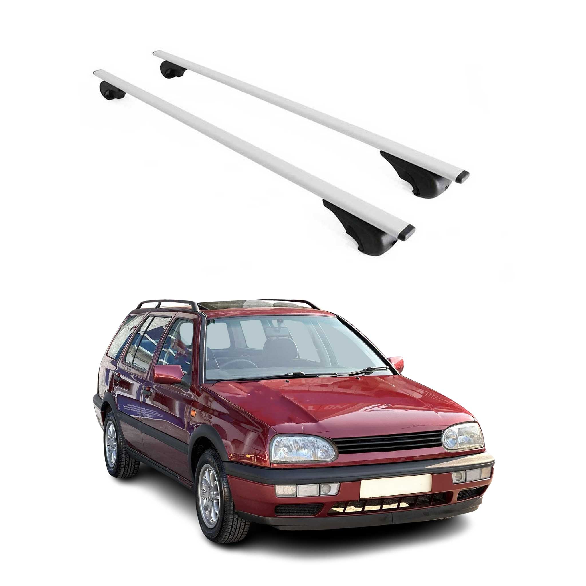 Omac Dachträger Querträger Für Vw Golf Mk4 Variant 1997-2006 – Abschließbar – Max. 75 Kg – 2 Stangen Stahl Silber
