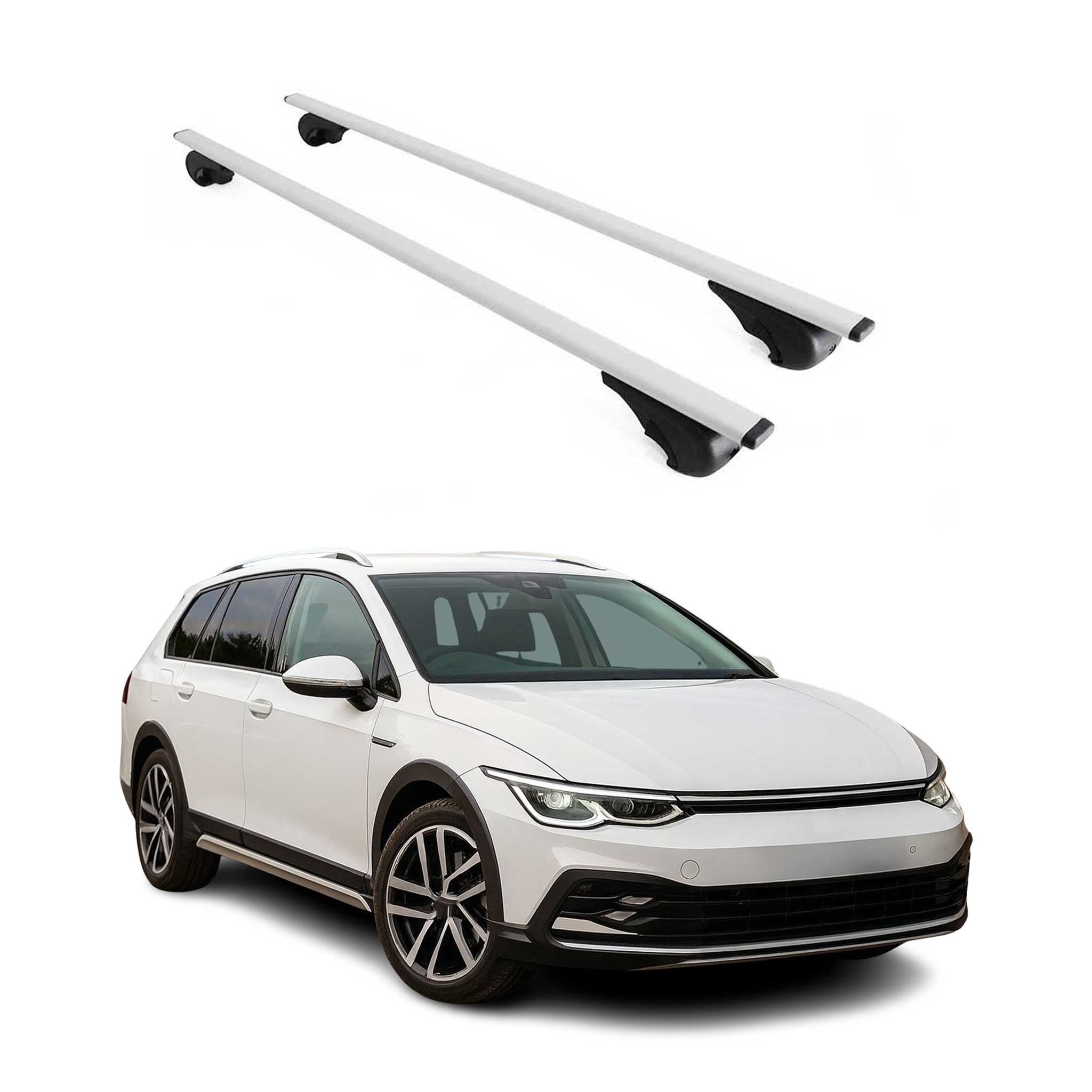 Omac Dachträger Querträger Für Vw Golf Mk8 Variant 2019-2026 – Abschließbar – Max. 75 Kg – 2 Stangen Stahl Silber