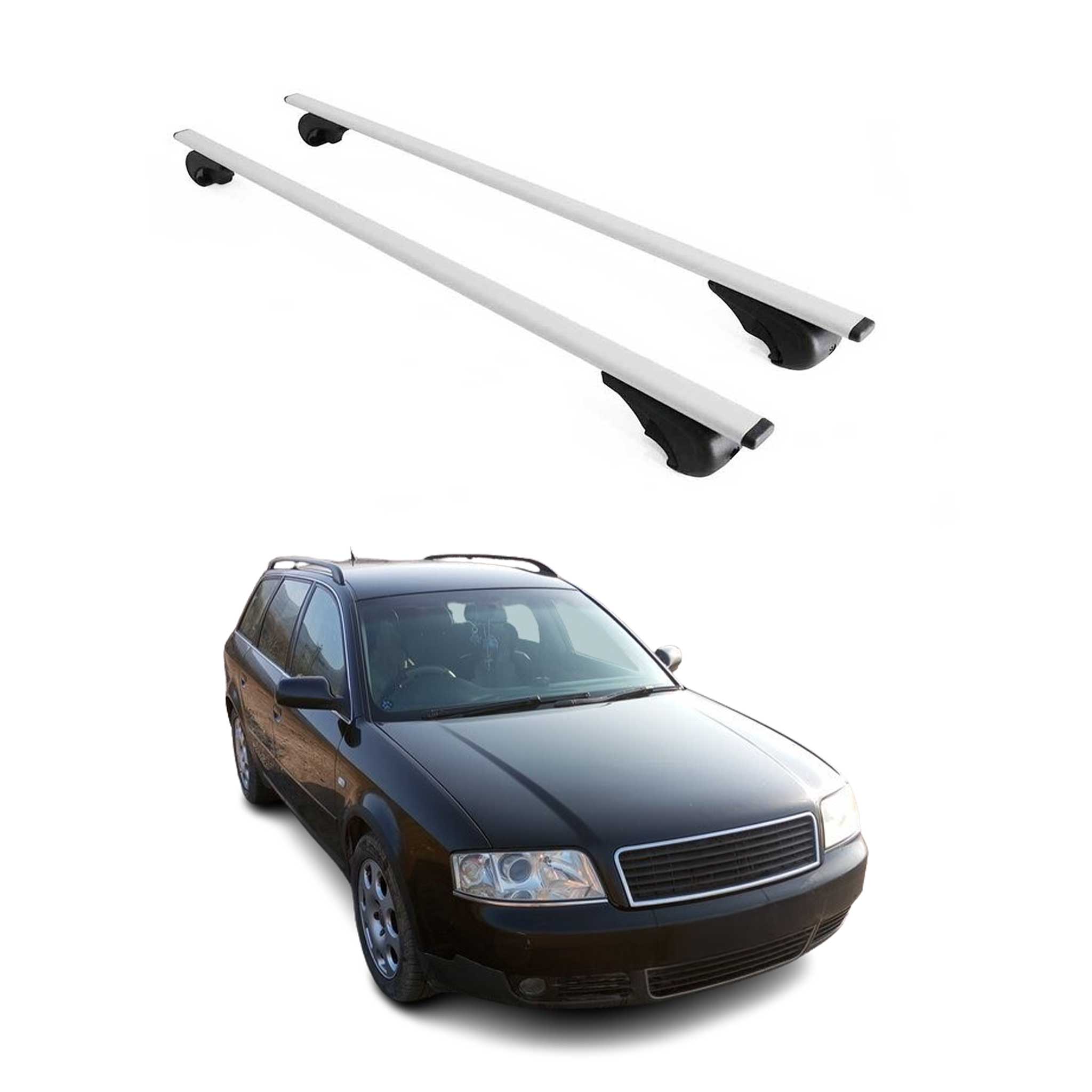 Omac Dachträger Querträger Für Audi A6 C4 4a C5 4b Avant Allroad 1994-2005 – Abschließbar – Max. 75 Kg – 2 Stangen Stahl Silber