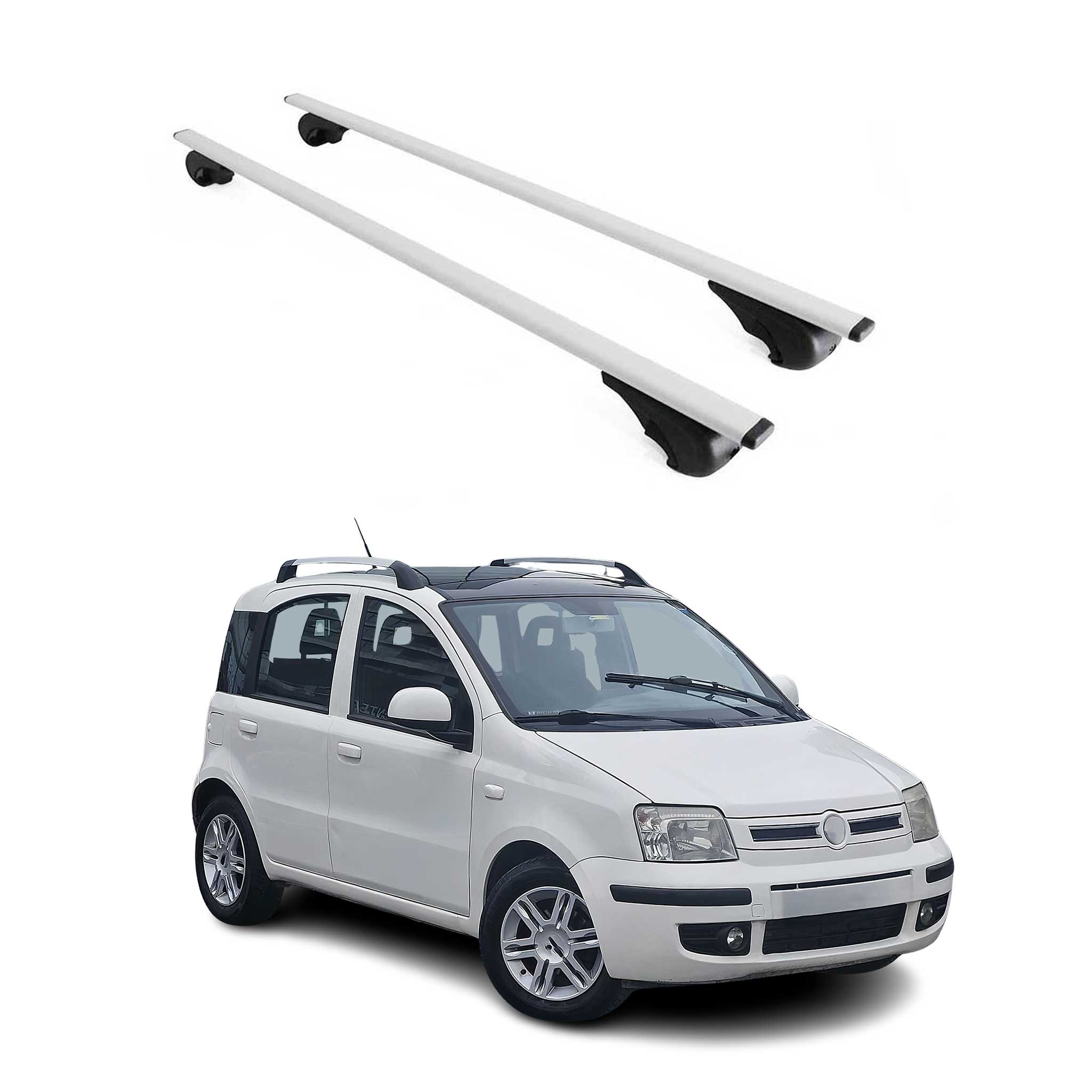 Omac Dachträger Querträger Für Fiat Panda Iii 2012-2026 Aircross & Cross & Trussardi Modelle – Abschließbar – Max. 75 Kg – 2 Stangen Stahl Silber
