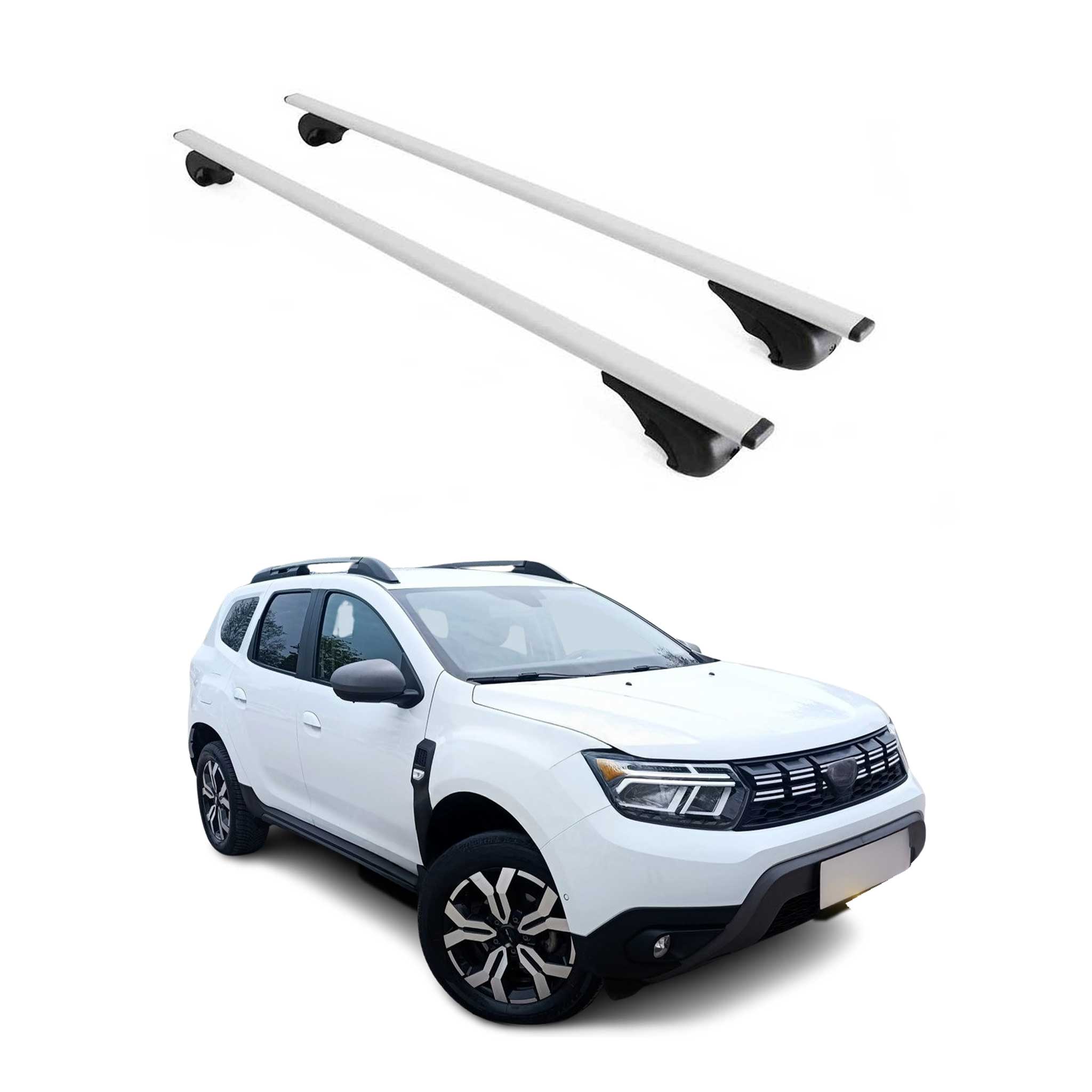 Omac Dachträger Querträger Für Dacia Duster Mk3 2024-2026 – Abschließbar – Max. 75 Kg – 2 Stangen Stahl Silber