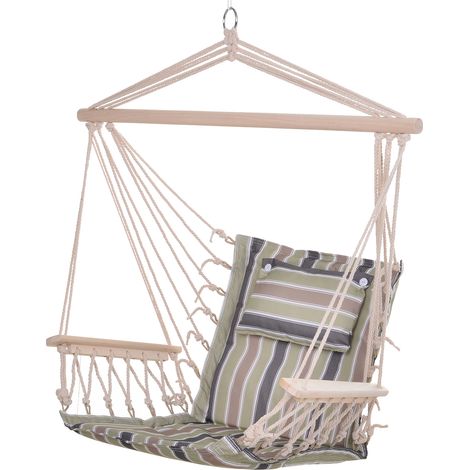 Outsunny – Hängesessel Aus 180 G/m² Baumwolle Und Polyester – Max. Belastung 105 Kg – Maße 100 X 49 X 106 Cm (l X B X H) – Faltbar Und Tragbar