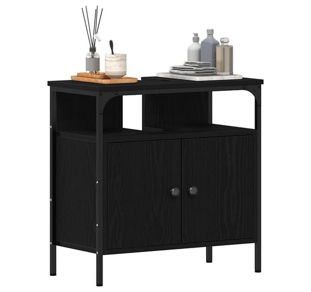 vidaXL Waschbeckenunterschrank Schwarz Eichen-Optik 60x30x60 cm 862234