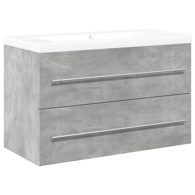 vidaXL 2-Tlg Badmöbel-Set Betongrau Holzwerkstoff 3324921