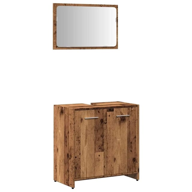 vidaXL Badschrank mit Spiegel Altholz-Optik Holzwerkstoff 856042