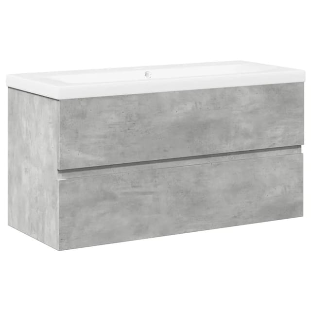 vidaXL 2-Tlg Badmöbel-Set Betongrau Holzwerkstoff 3324910