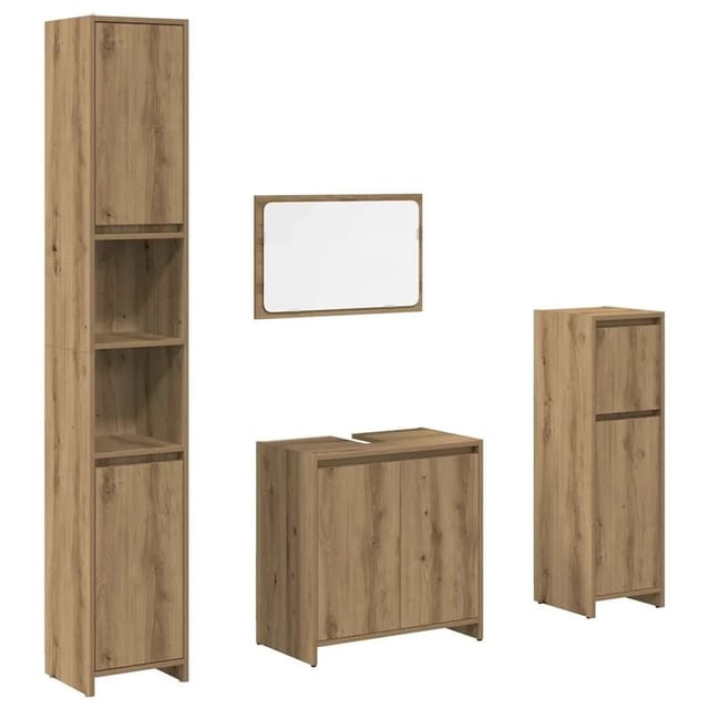 vidaXL 4-Tlg Badmöbel-Set Artisan-Eiche Holzwerkstoff 3328556