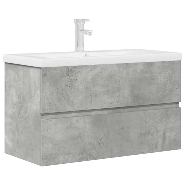 vidaXL 2-Tlg Badmöbel-Set Betongrau Holzwerkstoff 3324915