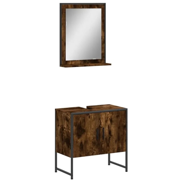 vidaXL 2-Tlg Badmöbel-Set Räuchereiche Holzwerkstoff 3214336