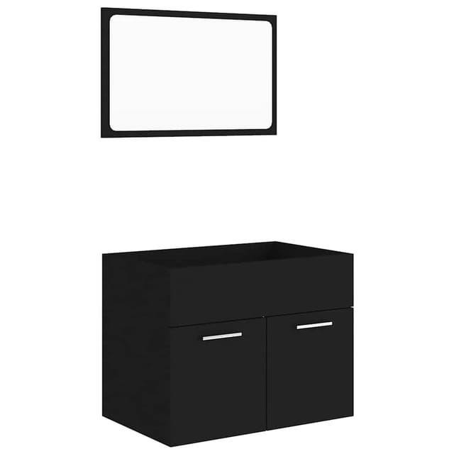 vidaXL 2-Tlg Badmöbel-Set Schwarz Holzwerkstoff 804783