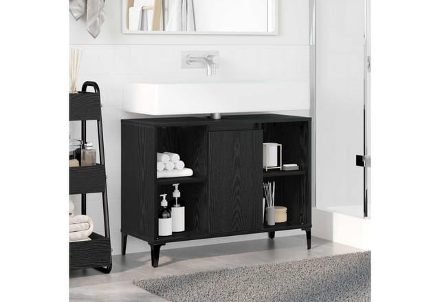 vidaXL Waschbeckenunterschrank Schwarz Eichen-Optik 80 x 33 x 60 cm 881275