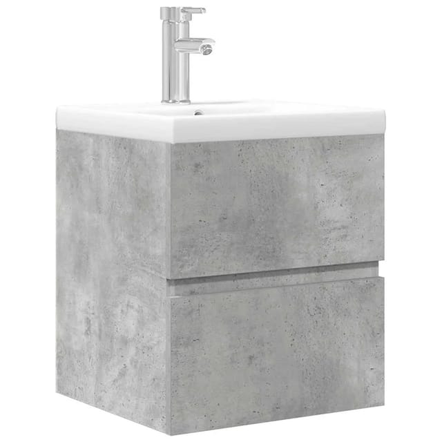 vidaXL 2-Tlg Badmöbel-Set Betongrau Holzwerkstoff 3324913