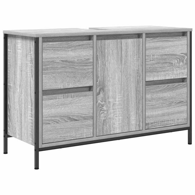 vidaXL Waschbeckenunterschrank mit Schubladen Grau Sonoma 90x34,5x60cm 861890