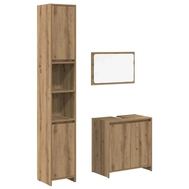 vidaXL 3-Tlg Badmöbel-Set Artisan-Eiche Holzwerkstoff 3328566