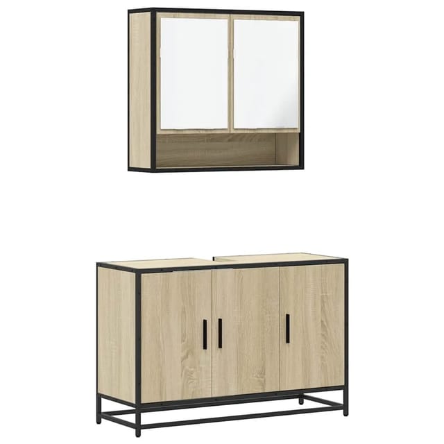 vidaXL 2-Tlg Badmöbel-Set Sonoma-Eiche Holzwerkstoff 3300921