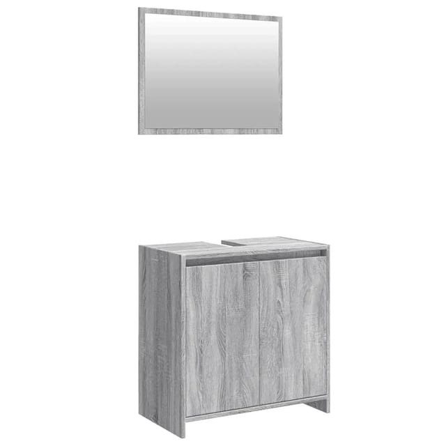 vidaXL 2-Tlg Badmöbel-Set Grau Sonoma Holzwerkstoff 835698