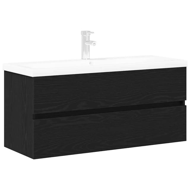 vidaXL Waschbeckenunterschrank Schwarz Eichen-Optik 100 x 39 x 62 cm 3333140