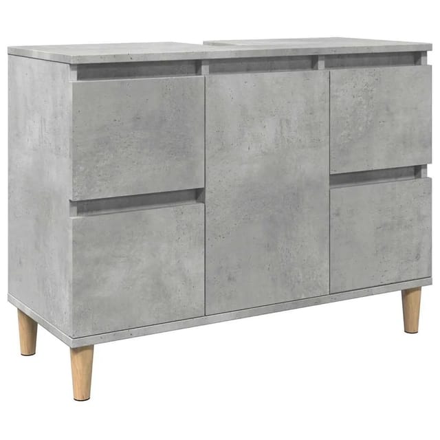 vidaXL Waschbeckenunterschrank Betongrau 80x33x60 cm Holzwerkstoff 857125
