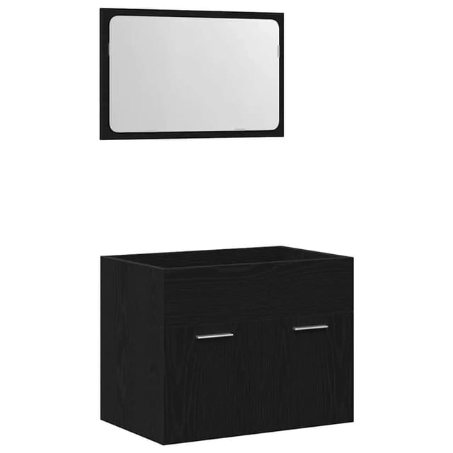 vidaXL 2-Tlg Badmöbel-Set Schwarz Eichen-Optik Holzwerkstoff 862041