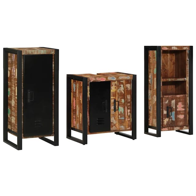vidaXL Badezimmermöbel-Set 3-Tlg Braun Massivholz 3305617