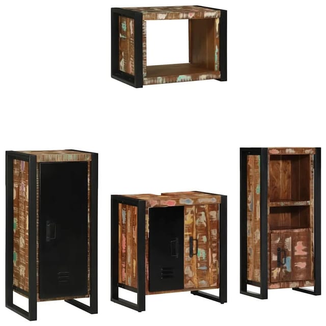vidaXL Badezimmermöbel-Set 4-Tlg Braun Massivholz 3305665