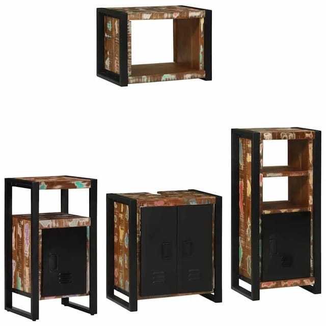 vidaXL Badezimmermöbel-Set 4-Tlg Braun Massivholz 3305673