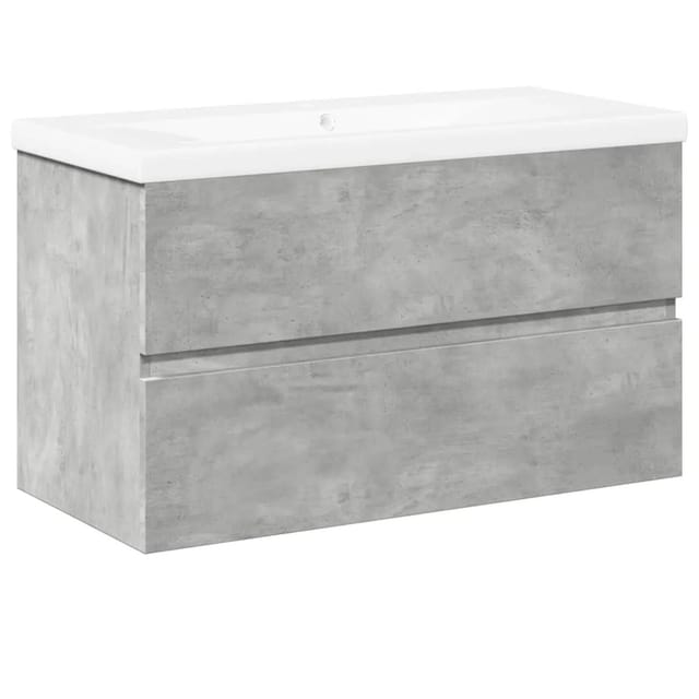 vidaXL 2-Tlg Badmöbel-Set Betongrau Holzwerkstoff 3324909