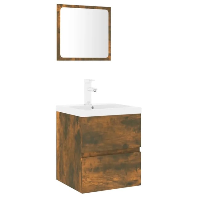 vidaXL Badmöbel-Set Räuchereiche Holzwerkstoff 3152864