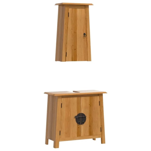 vidaXL 2-Tlg Badmöbel-Set Massivholz Kiefer 3223459