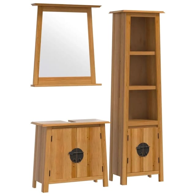 vidaXL 3-Tlg Badmöbel-Set Massivholz Kiefer 3223462