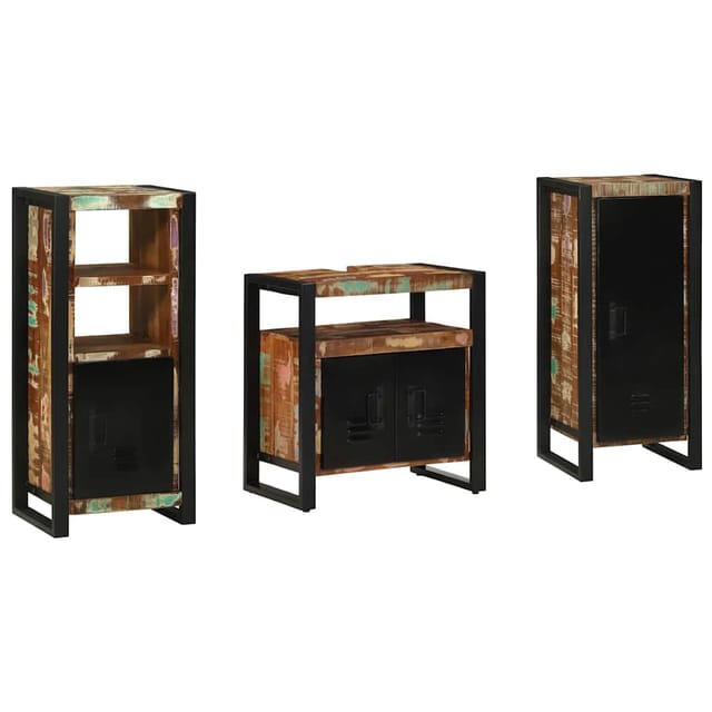 vidaXL Badezimmermöbel-Set 3-Tlg Braun Massivholz 3305633