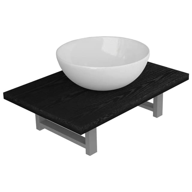 vidaXL 2-Tlg Badmöbel-Set Keramik Schwarz 279336