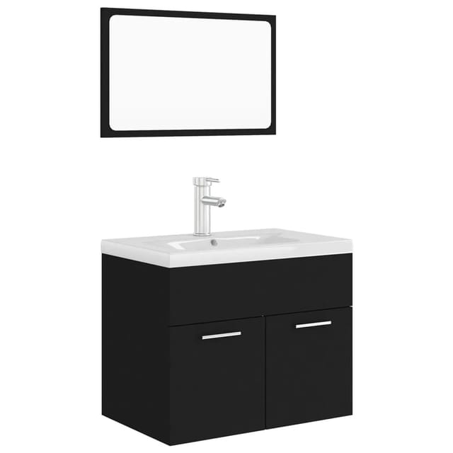 vidaXL Badmöbel-Set Schwarz Holzwerkstoff 3071316