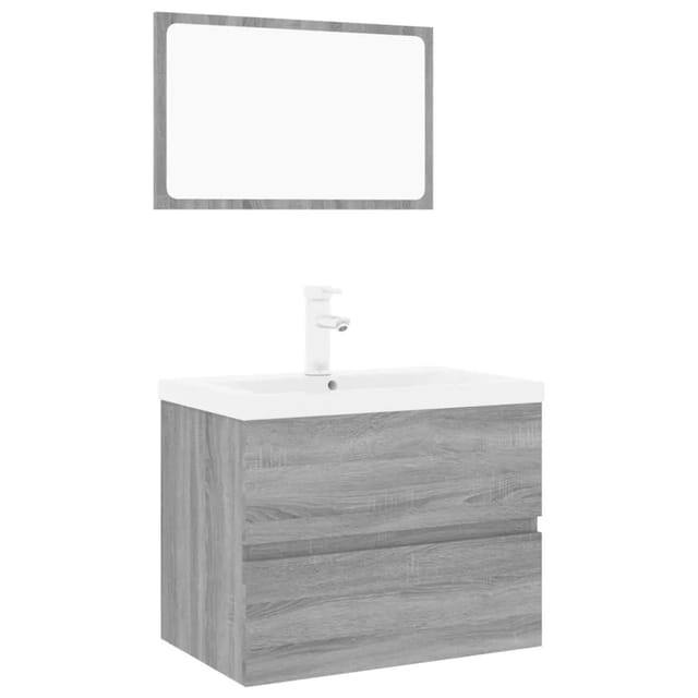 vidaXL Badmöbel-Set Grau Sonoma Holzwerkstoff 3152877