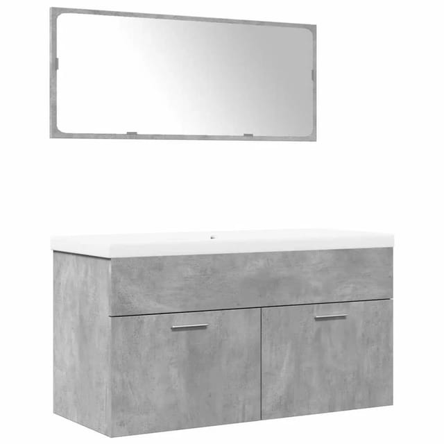 vidaXL 3-Tlg Badmöbel-Set Betongrau Holzwerkstoff 3324863