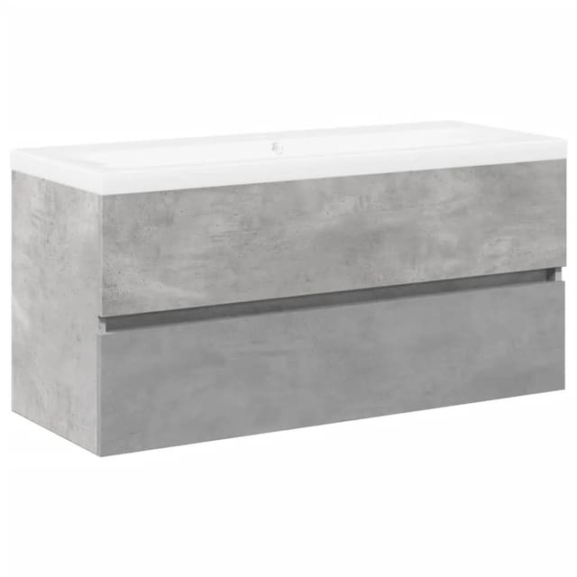 vidaXL 2-Tlg Badmöbel-Set Betongrau Holzwerkstoff 3324911
