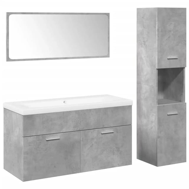 vidaXL 4-Tlg Badmöbel-Set Betongrau Holzwerkstoff 3324881