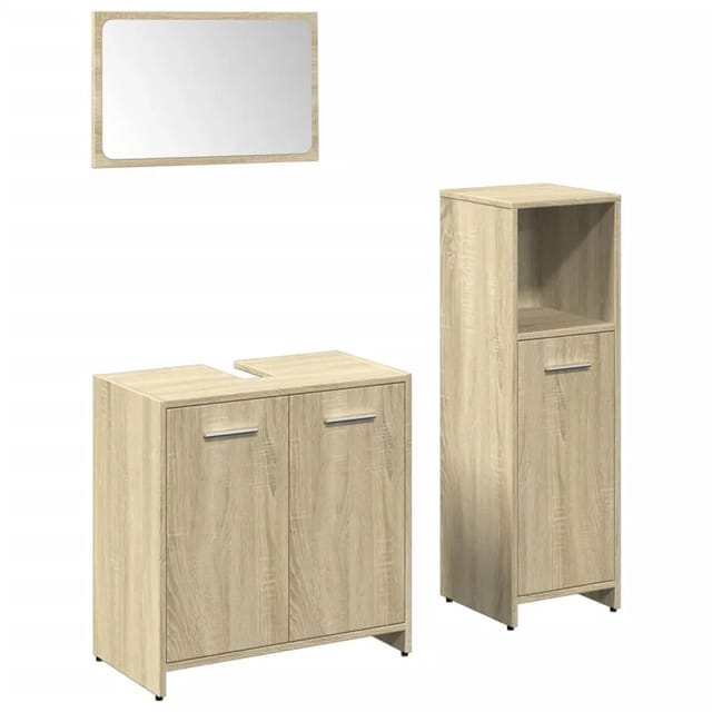 vidaXL 3-Tlg Badmöbel-Set Sonoma-Eiche Holzwerkstoff 3324971