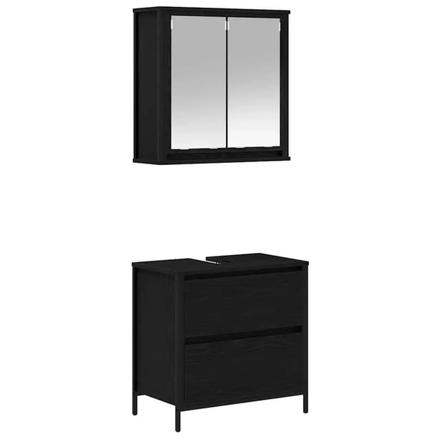 vidaXL 2-Tlg Badmöbel-Set Schwarz Eichen-Optik Holzwerkstoff 3328364