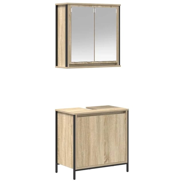 vidaXL 2-Tlg Badmöbel-Set Sonoma-Eiche Holzwerkstoff 3328390