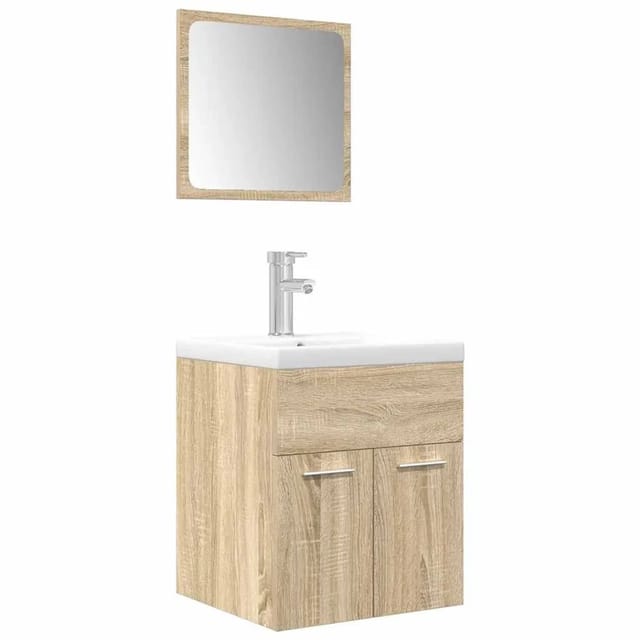 vidaXL 3-Tlg Badmöbel-Set Sonoma-Eiche Holzwerkstoff 3325017