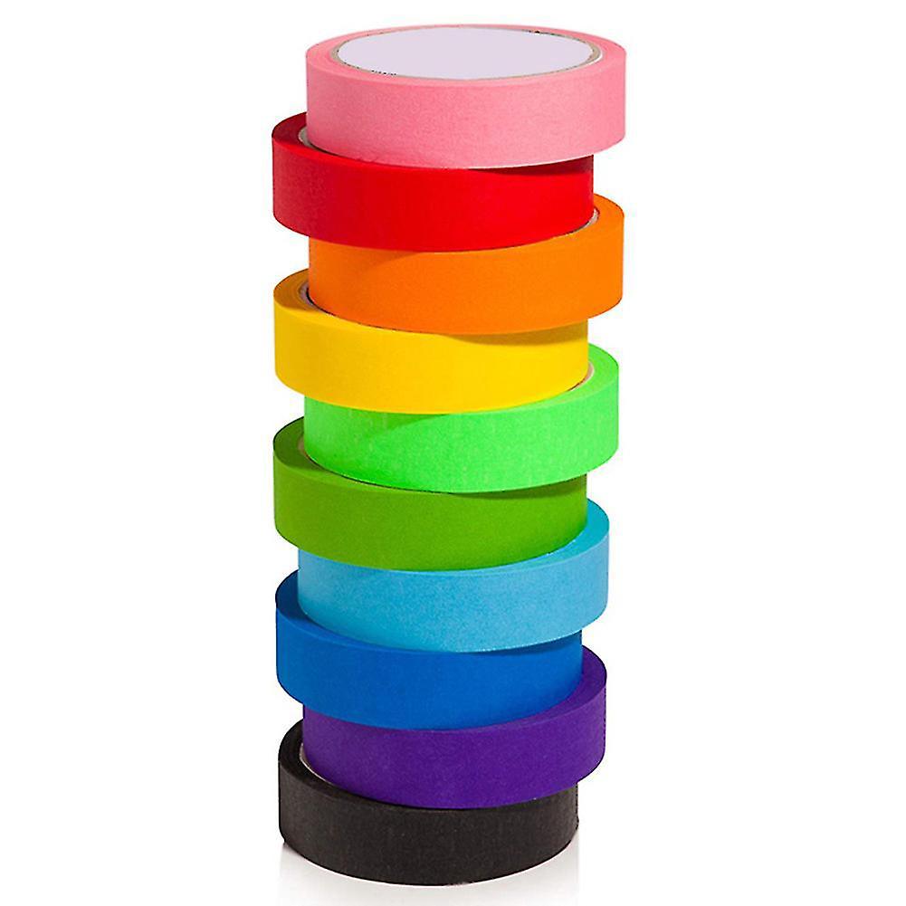 Packung Mit 10 Rollen Farbigem Klebeband À 20 M, Regenbogenfarben, Leicht Abreißbar, Für Die Dekoration Von Zuhause Und Büro.