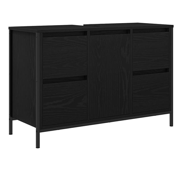 vidaXL Waschbeckenunterschrank mit Schubladen Schwarz Eichen-Optik 861887