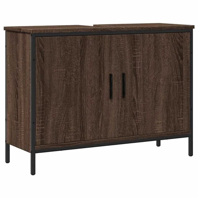 vidaXL Waschbeckenunterschrank Braun Eiche 80x30x60 cm Holzwerkstoff 842455