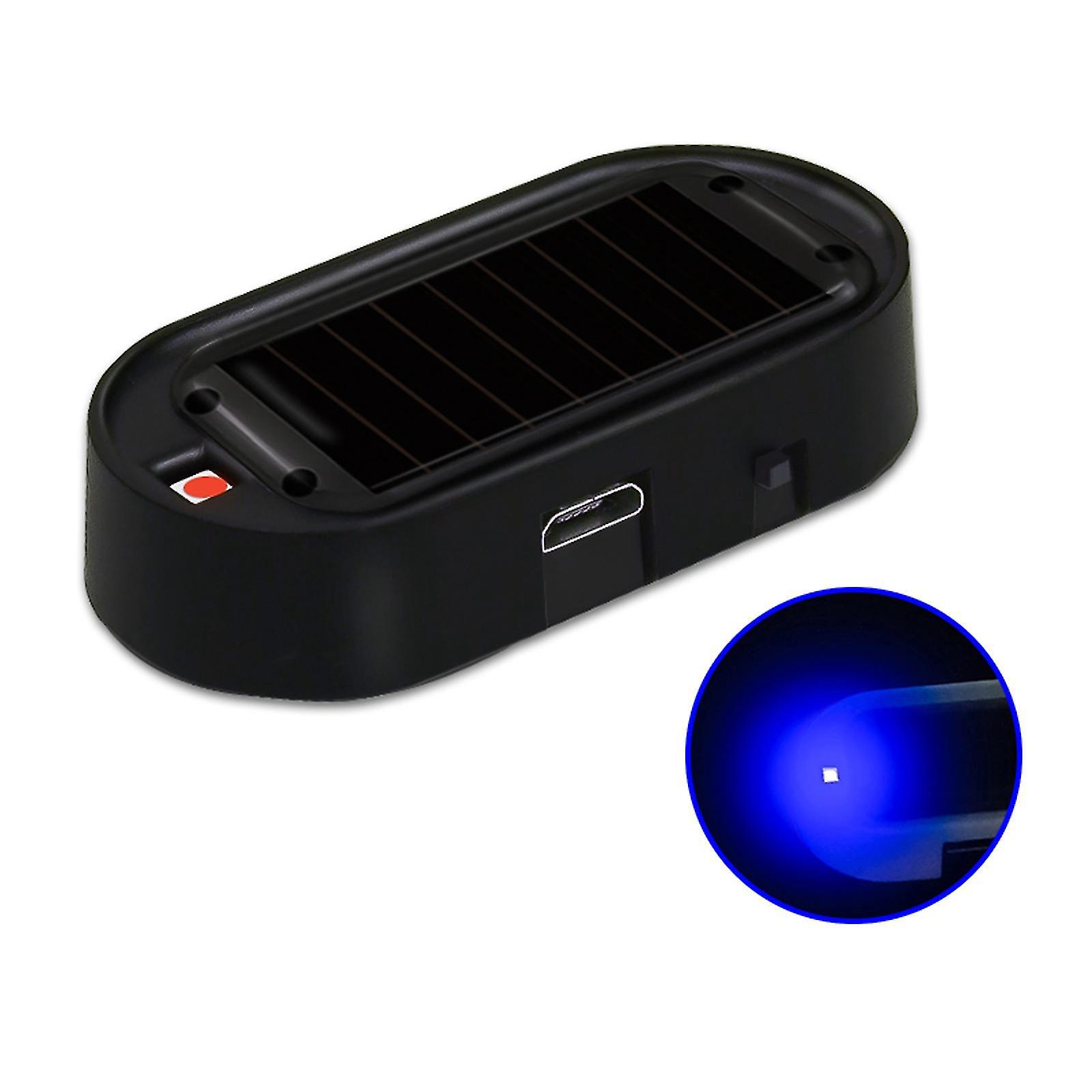 Gefälschte Led-autoalarmanlage, Diebstahlsicherung Mit Solar-blinklicht, Schwarzes Gehäuse, Blaues Licht.