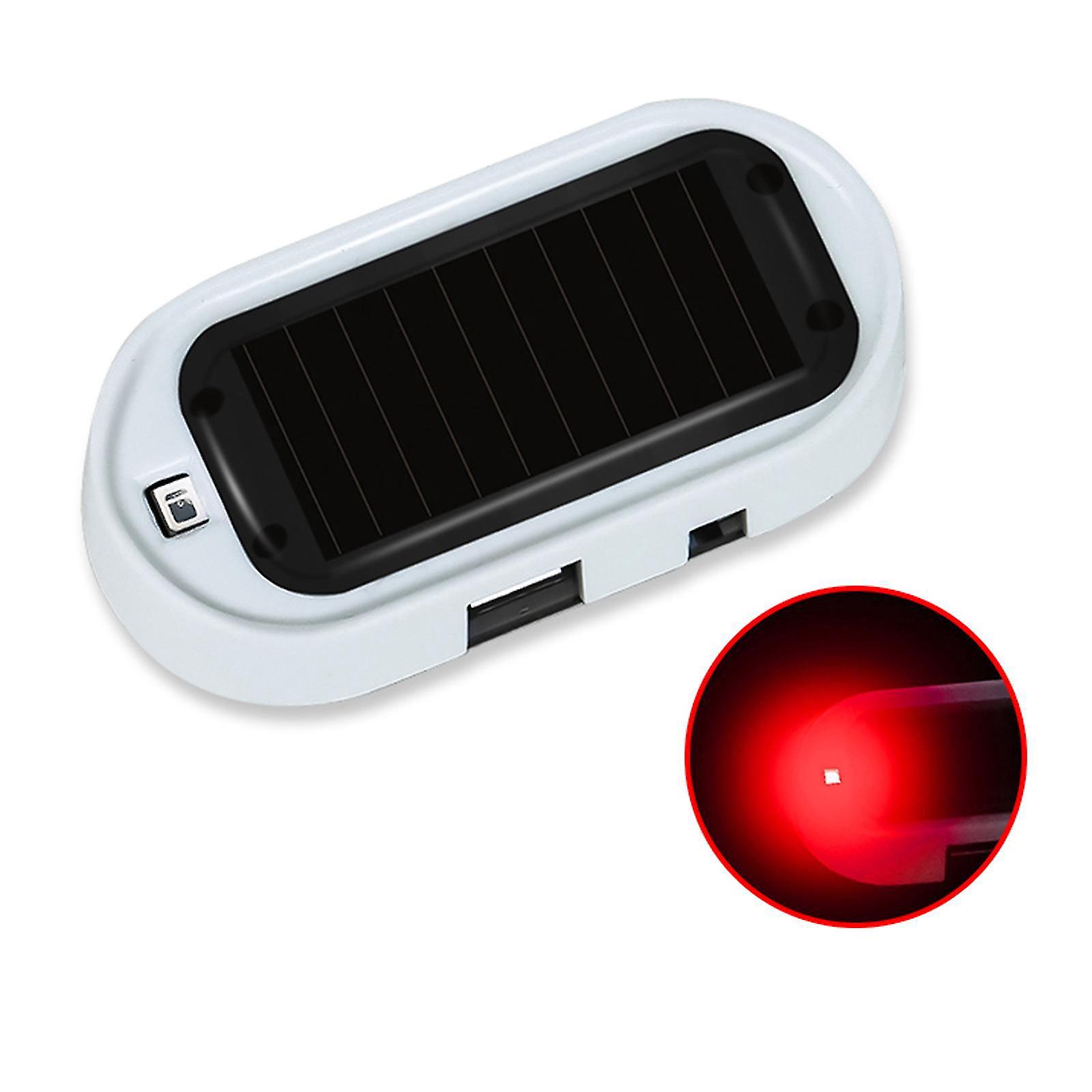 Gefälschte Led-autoalarmanlage, Solarbetriebene Diebstahlwarnleuchte, Weißes Gehäuse, Rotes Licht